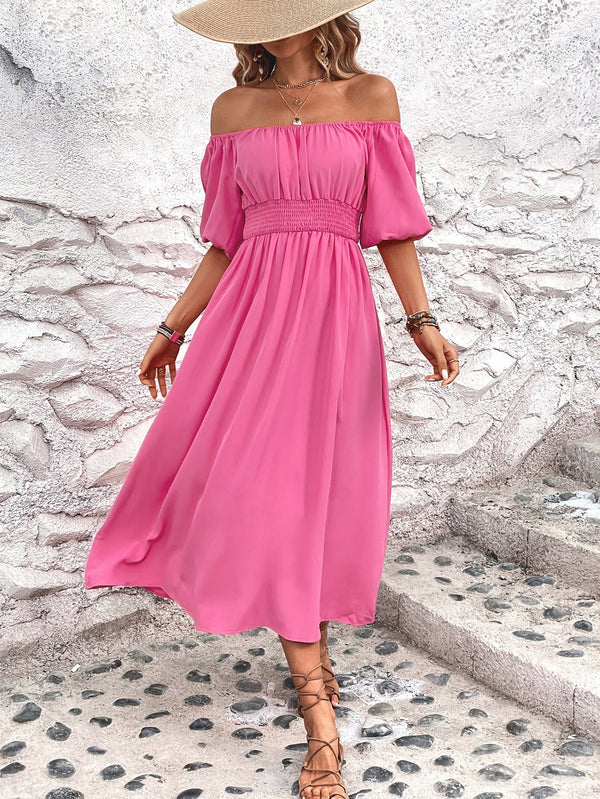 Schulterfreies Midi-Kleid