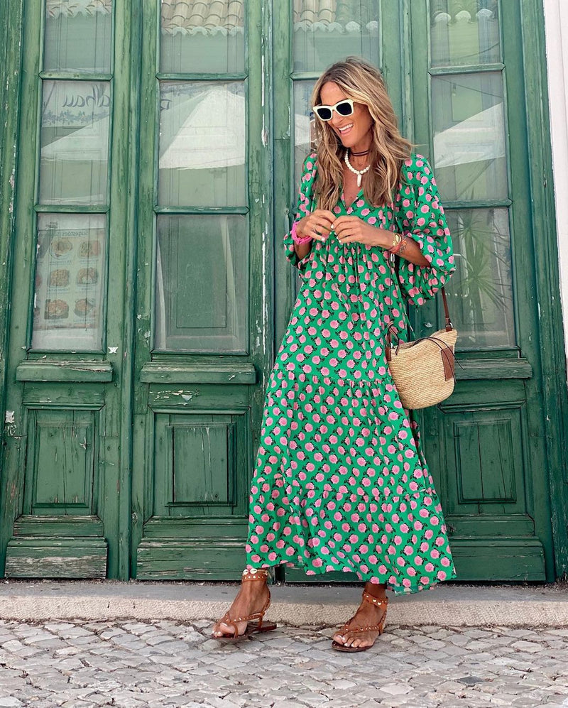 Elegantes Violaâ - Langes Bohemian-Kleid für den Sommer