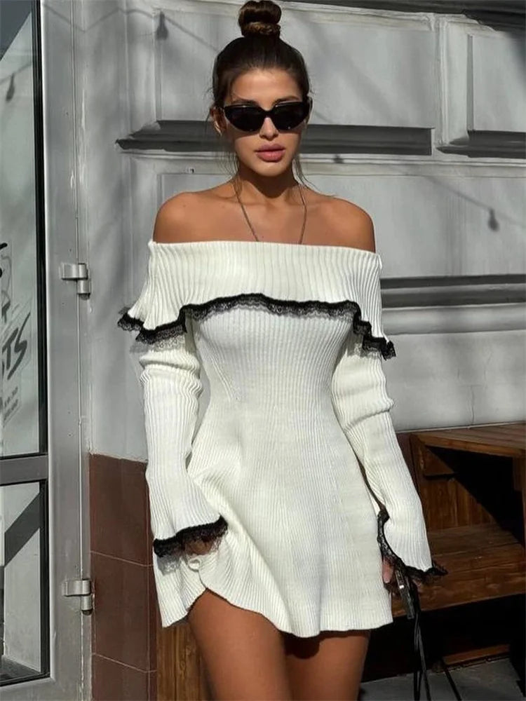 Elegantes Schulterfreies Heidi Minikleid für Frauen