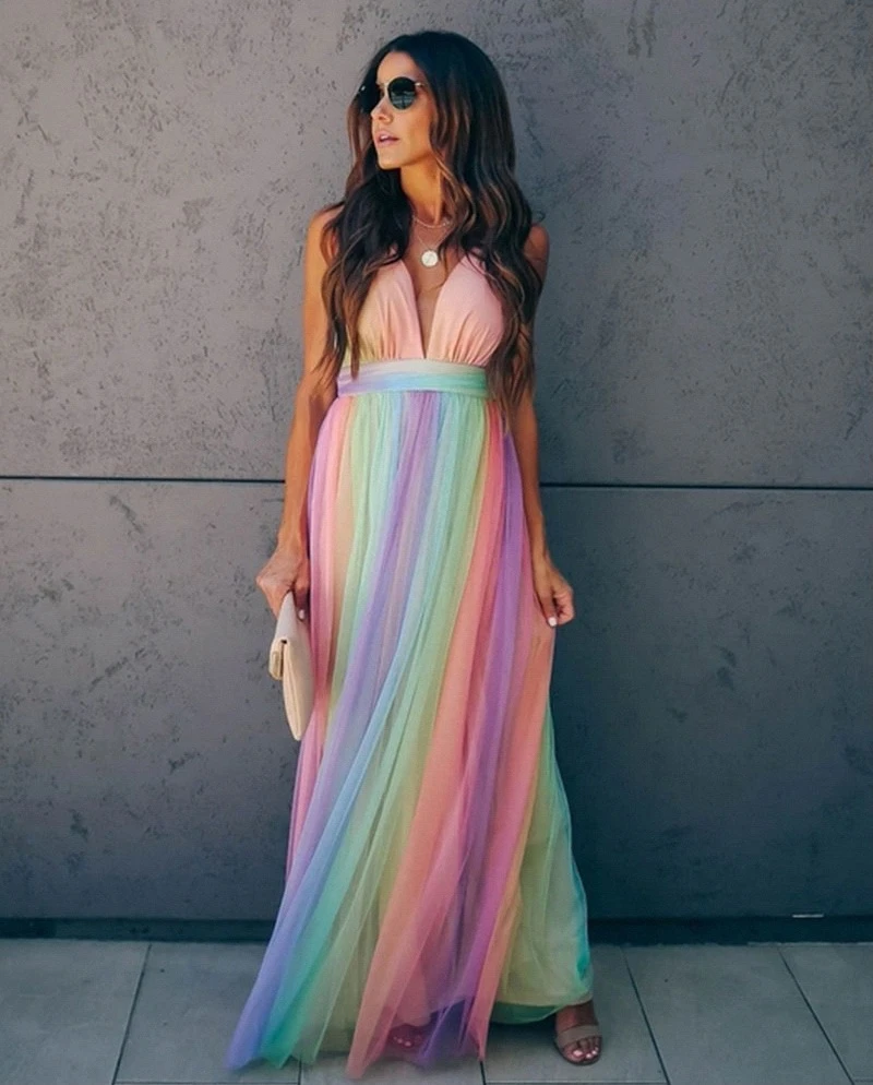 Leichtes | Lebhaftes Regenbogenkleid für einen auffälligen Stil für dich