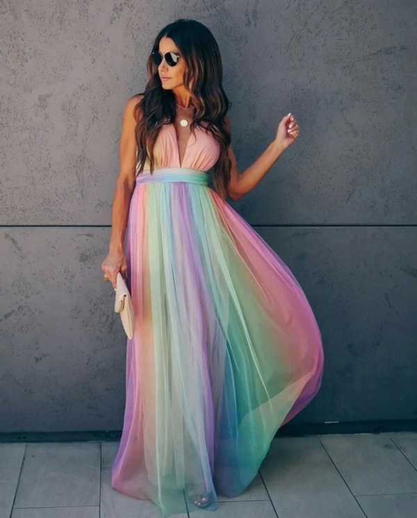 Leichtes | Lebhaftes Regenbogenkleid für einen auffälligen Stil für dich