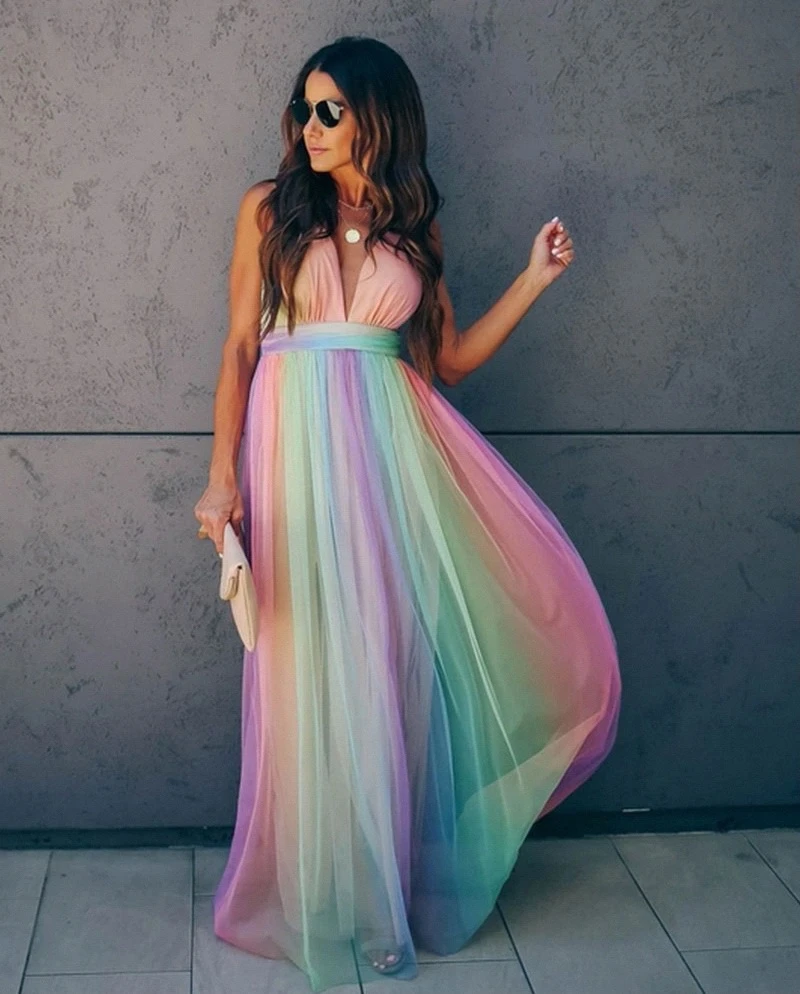 Leichtes | Lebhaftes Regenbogenkleid für einen auffälligen Stil für dich