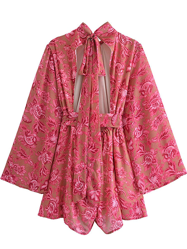 Kuscheliges - Kleid im Kimonostil mit Blumenmuster | Kleid mit hohem Ausschnitt im BohÃ¨me-Look für Damen für dich