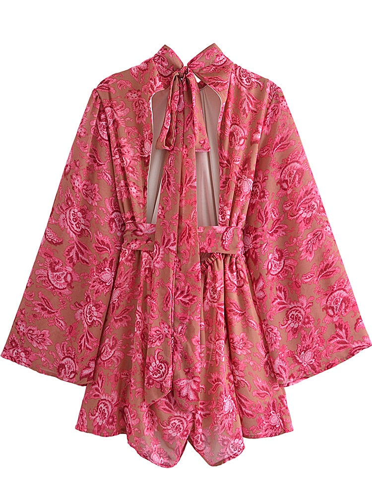 Kuscheliges - Kleid im Kimonostil mit Blumenmuster | Kleid mit hohem Ausschnitt im BohÃ¨me-Look für Damen für dich