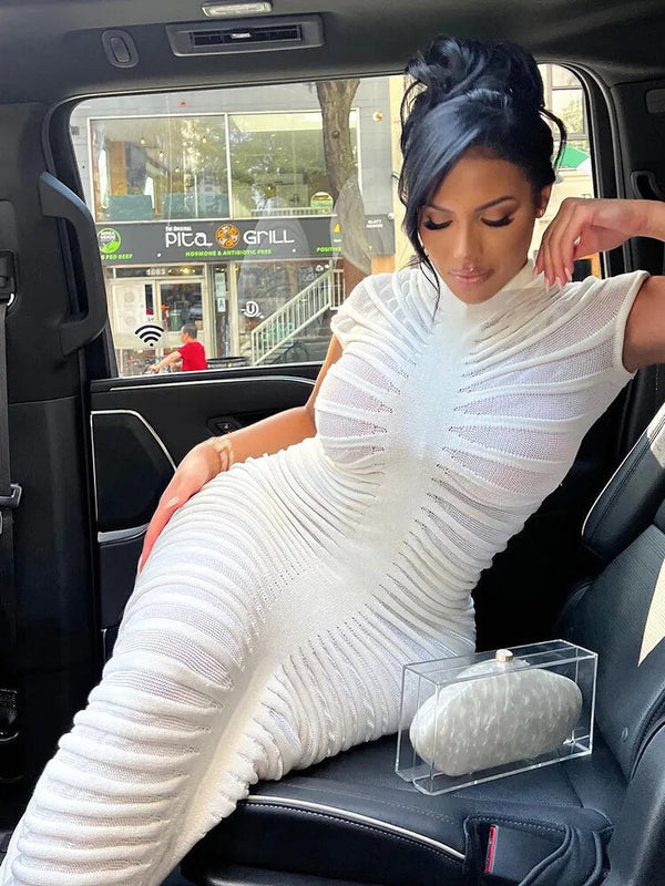 Weiches - Strickkleid mit kurzen Ärmeln für Frauen für dich