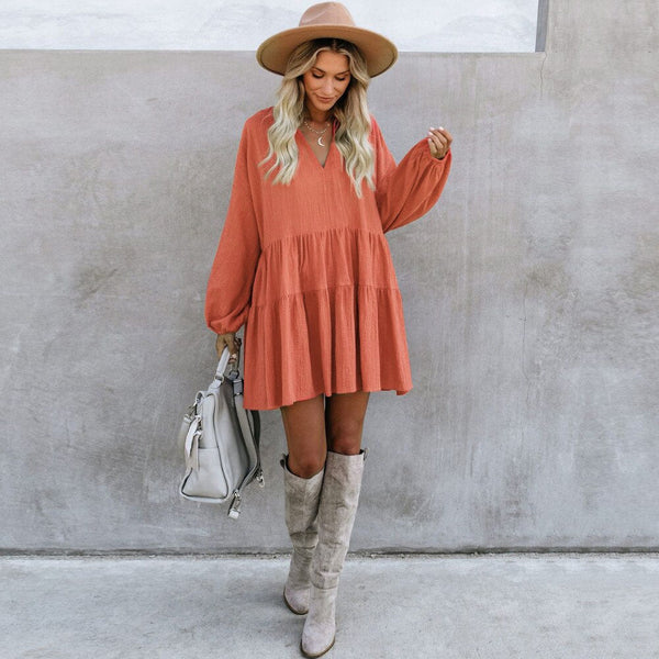 Weiches - Oranges Sommerkleid mit Rüschen für dich