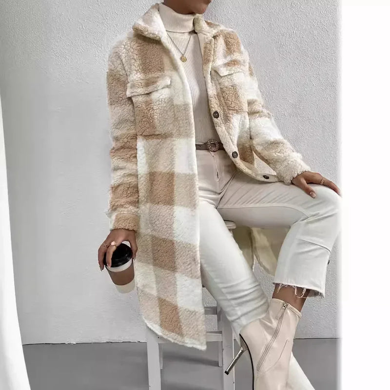 Damen Blazer Kariert | Stilvoll & Zeitlos | Klassischer Schnitt | Fester Gewebestoff
