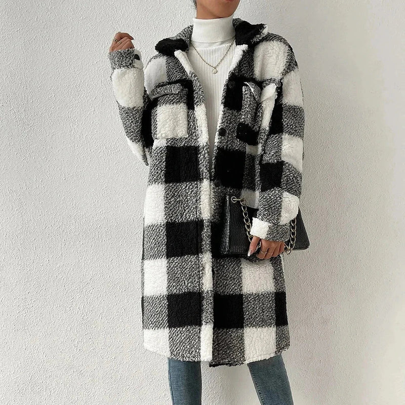 Damen Blazer Kariert | Stilvoll & Zeitlos | Klassischer Schnitt | Fester Gewebestoff