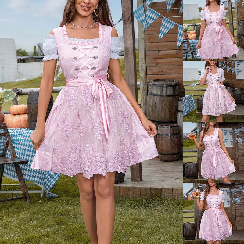 Damen Rosa Dirndl Kleid | Oktoberfest