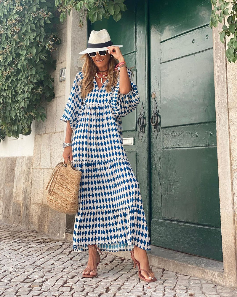 Elegantes Violaâ - Langes Bohemian-Kleid für den Sommer