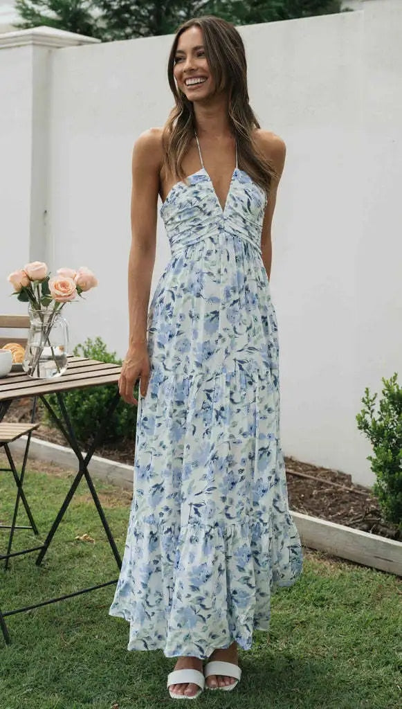Warmes - Ärmelloses Kleid mit V-Ausschnitt und Blumenmuster für dich