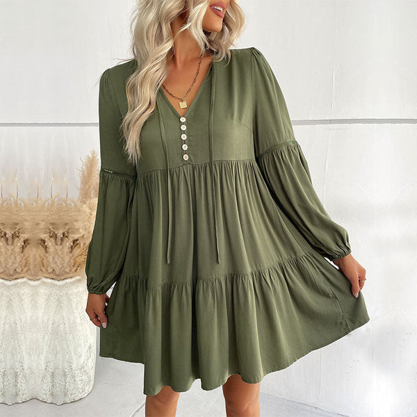Bequemes - Kleid mit ausgestelltem Schnitt und Rüschen für dich