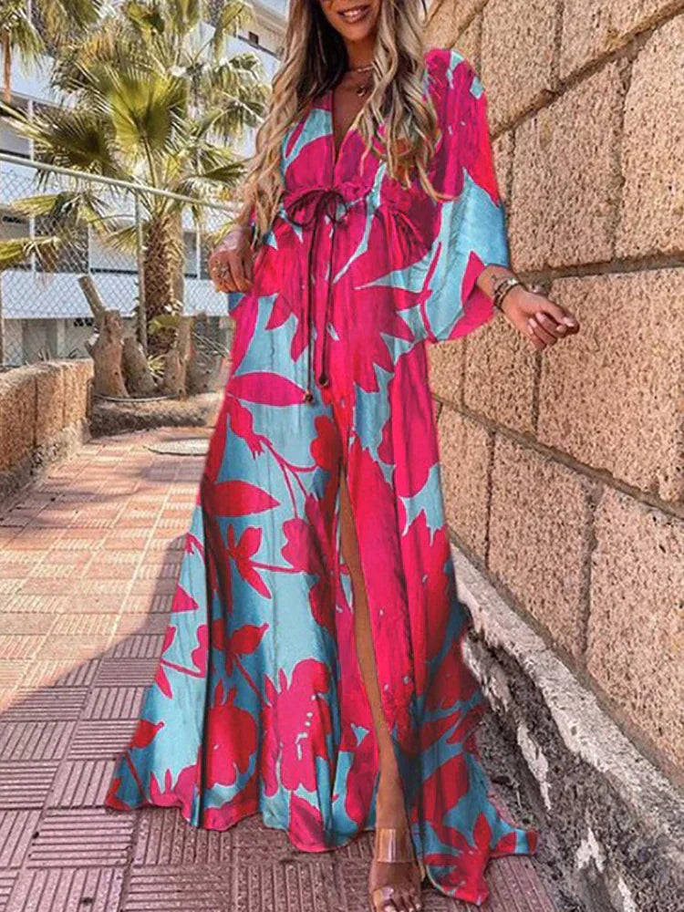Elegantes Bedrucktes Beach Cover Up Kleid