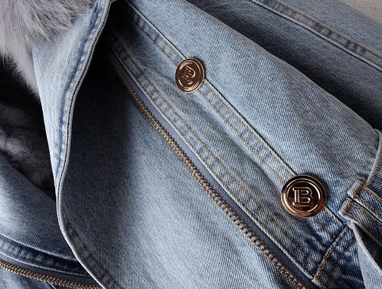 Elegante Jeansjacke mit Warmem Kunstfell