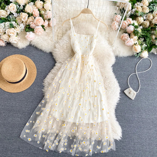 Flower Kleid | Stilvolles Midi-Kleid mit hoher Taille für romantische Frauen