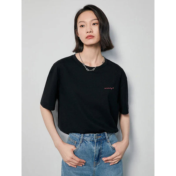 Warmes | Schwarz T-Shirt Kleid mit 'was?' Druck für dich
