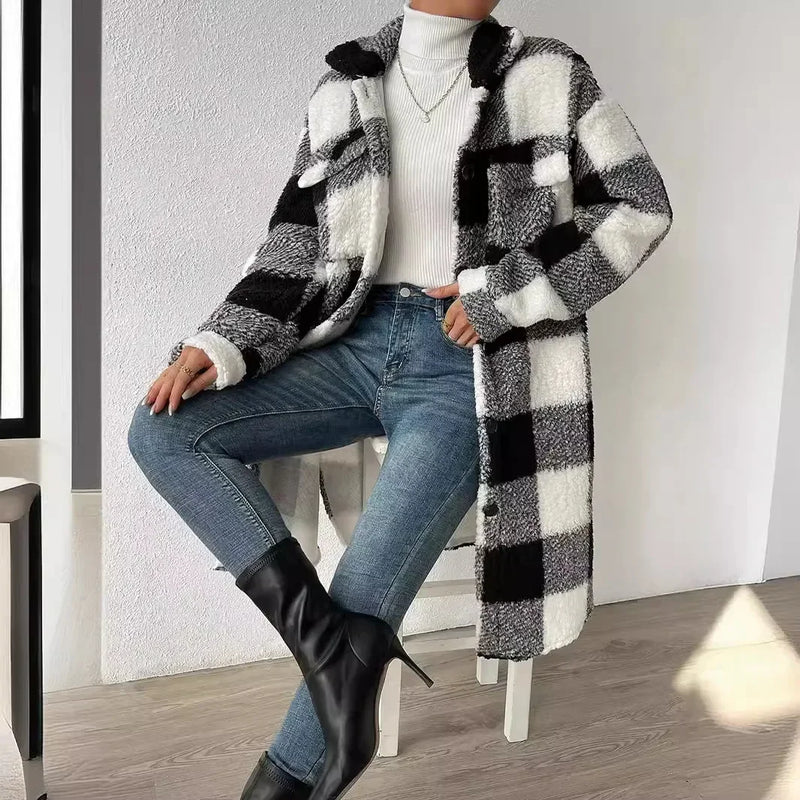 Damen Blazer Kariert | Stilvoll & Zeitlos | Klassischer Schnitt | Fester Gewebestoff