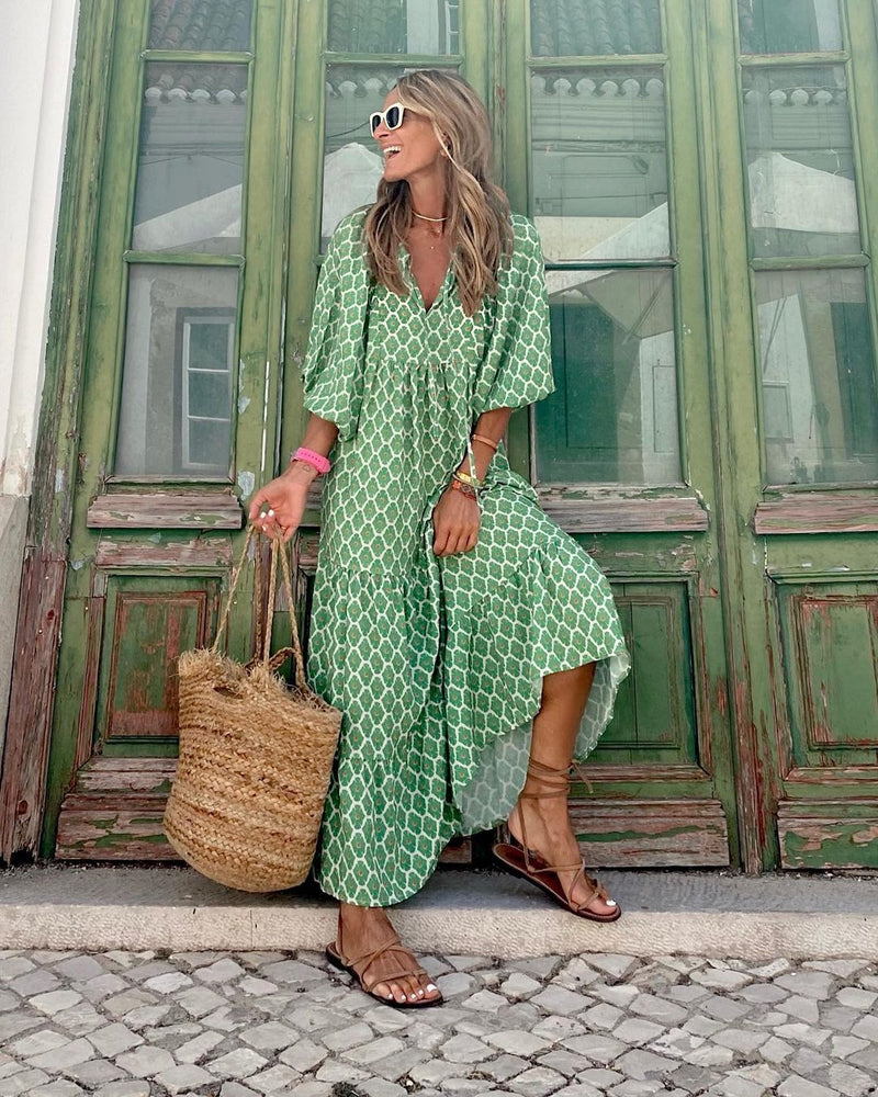 Elegantes Violaâ - Langes Bohemian-Kleid für den Sommer