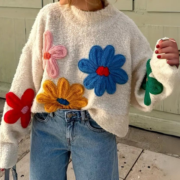 BRENDA - Modischer Pullover mit Blumenmuster für Frauen