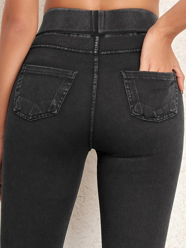 Damen-Skinny-Jeggings mit hoher Taille