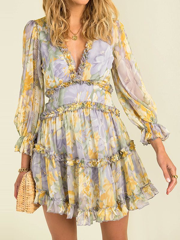 Leichtes - Einfaches bedrucktes Chiffonkleid für dich