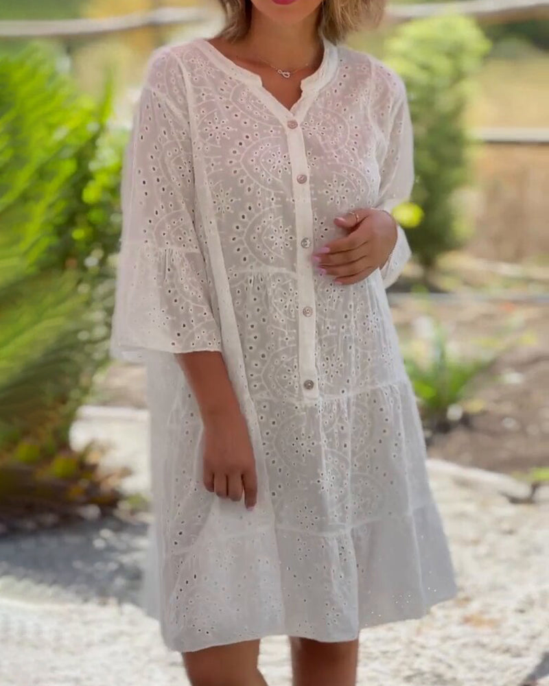Elegantes - A-Linien-Kleid mit Knopfleiste vorne für Damen | Kleid im sommerlich luftigen Look für dich