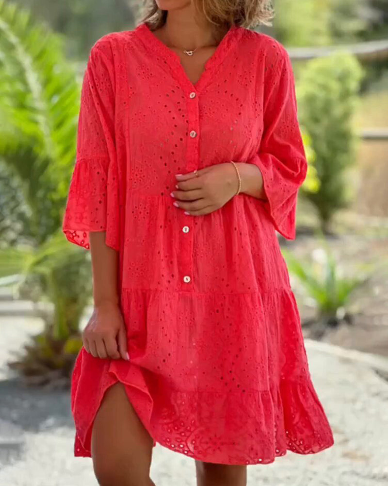 Elegantes - A-Linien-Kleid mit Knopfleiste vorne für Damen | Kleid im sommerlich luftigen Look für dich