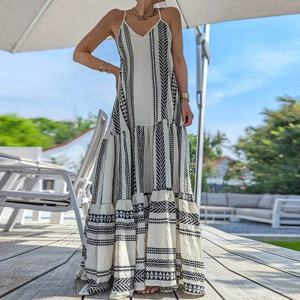 Damen Rüschenkleid | Ärmellos & Weich | Lässiger Print | Sommerlich Bequem