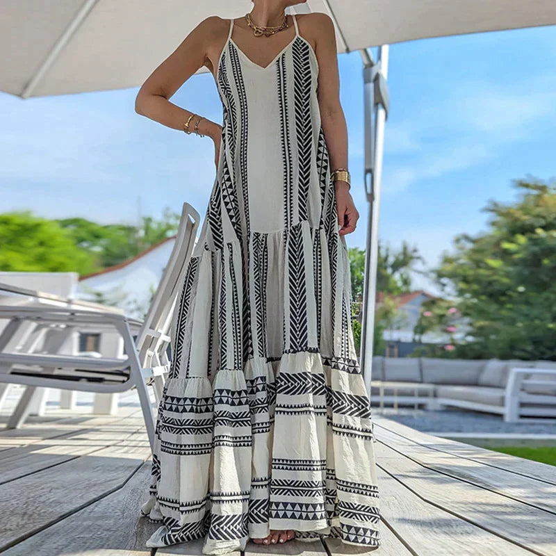 Damen Rüschenkleid | Ärmellos & Weich | Lässiger Print | Sommerlich Bequem