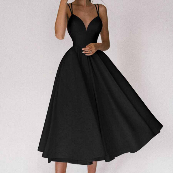 Bequemes Elegantes Kleid mit V-Ausschnitt und Trägern für dich