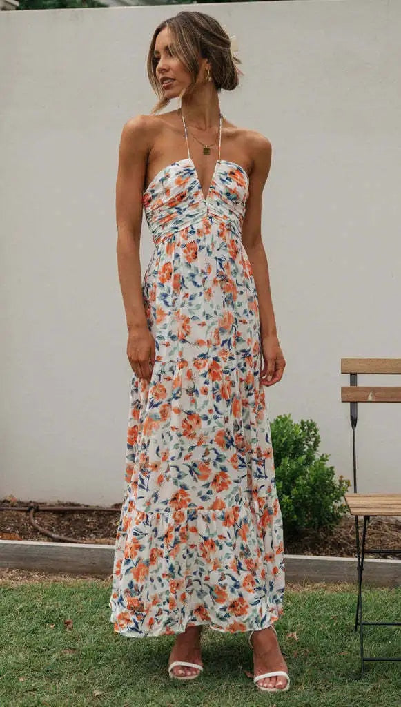 Warmes - Ärmelloses Kleid mit V-Ausschnitt und Blumenmuster für dich