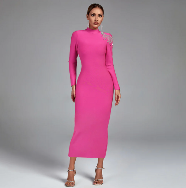 Elegantes Langarmliges Maxikleid mit offenem Rücken