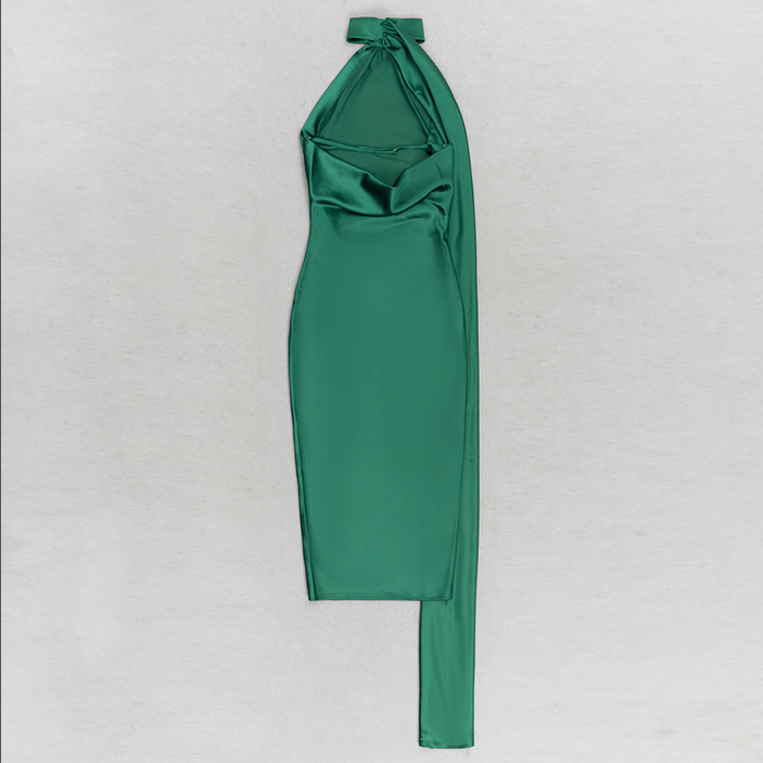 Neckholder-Schal-Bodycon-Midikleid | Grün