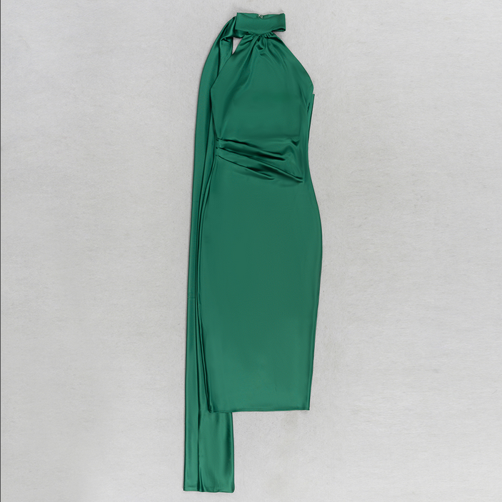 Neckholder-Schal-Bodycon-Midikleid | Grün