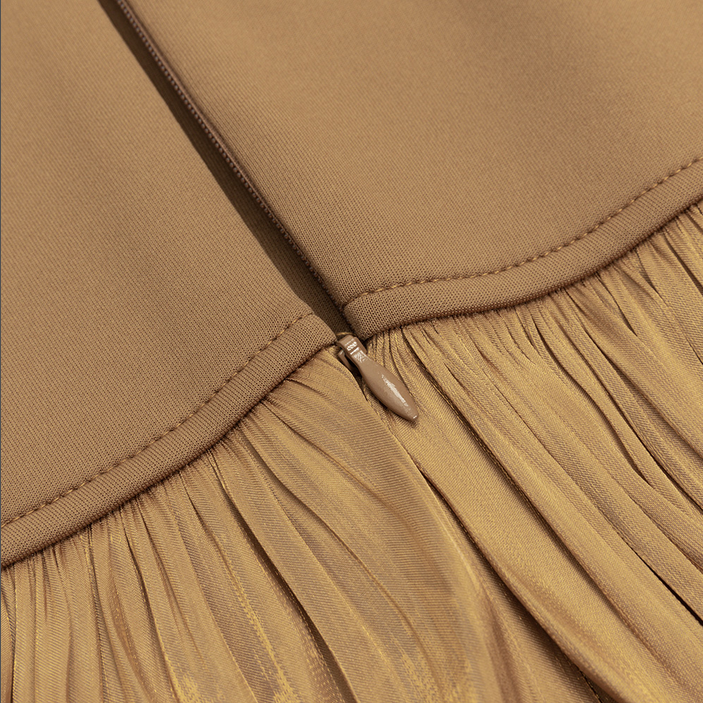 Elegantes Maxikleid mit Fransen in Braun