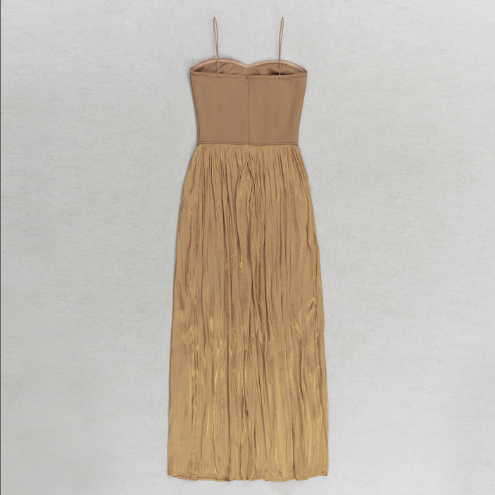 Elegantes Maxikleid mit Fransen in Braun
