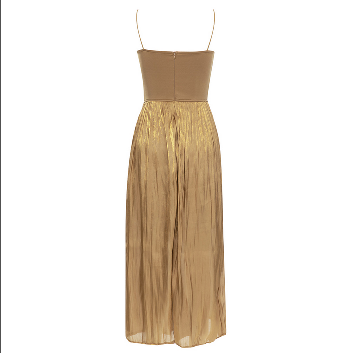 Elegantes Maxikleid mit Fransen in Braun