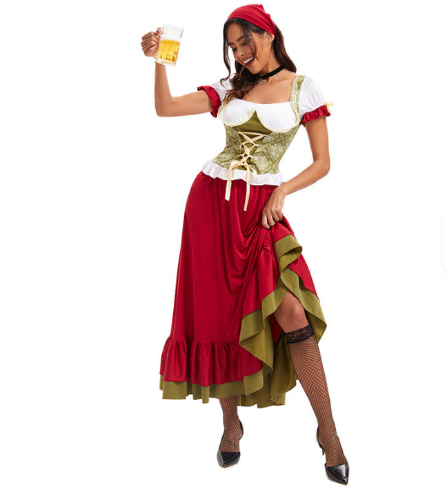 Damen Langes Dirndl Kleid | Traditionell Oktoberfest