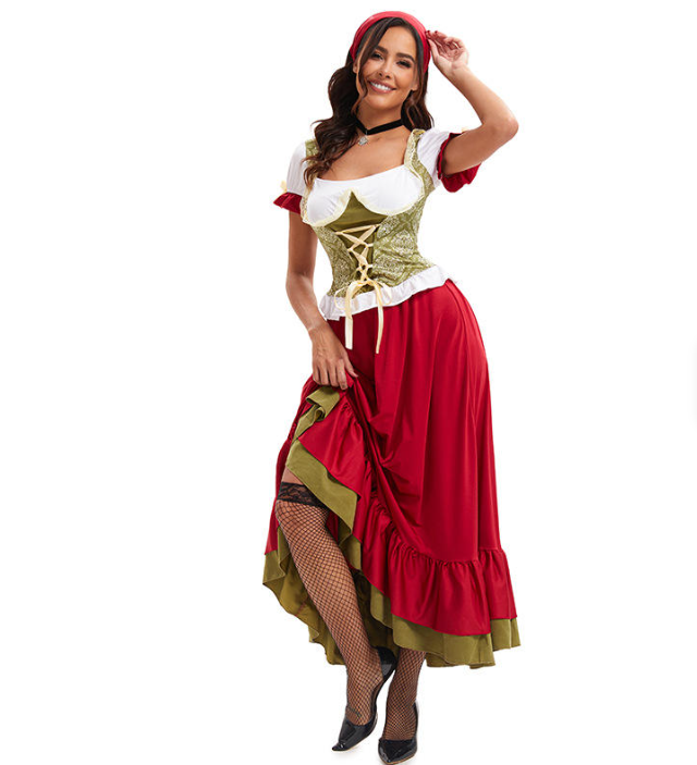 Damen Langes Dirndl Kleid | Traditionell Oktoberfest