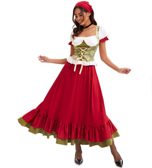 Damen Langes Dirndl Kleid | Traditionell Oktoberfest