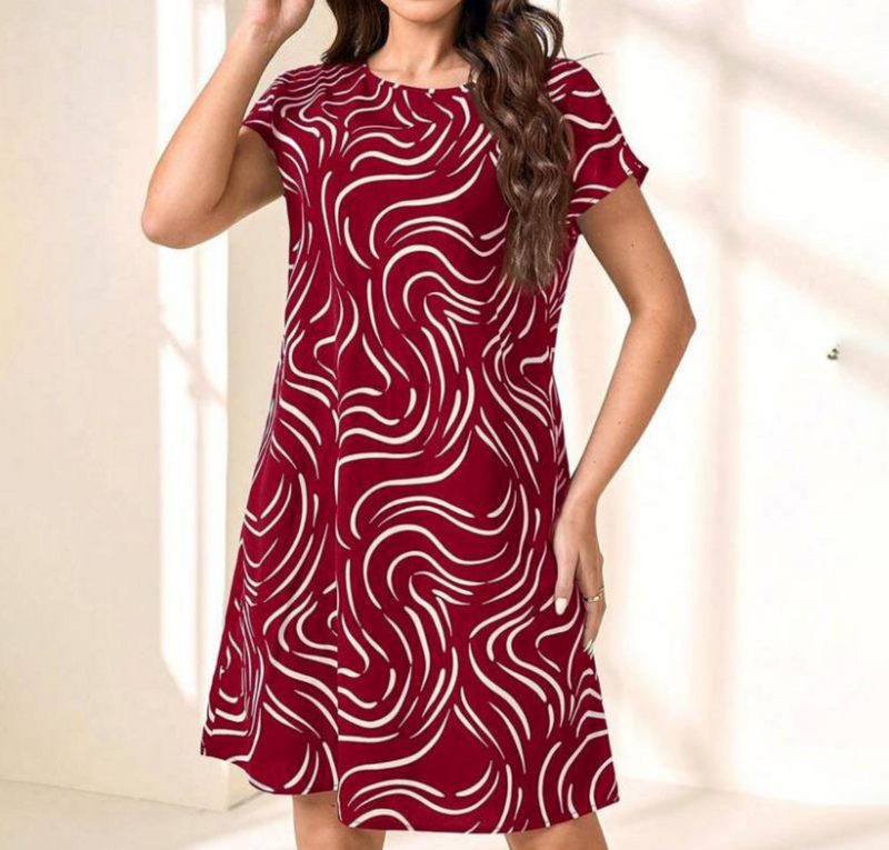 Warmes Rundhalsausschnitt Kleid für Damen für dich