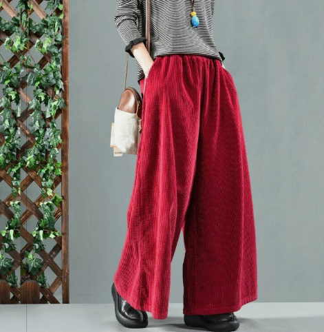Vintage-Damen-Cordhose mit weitem Bein
