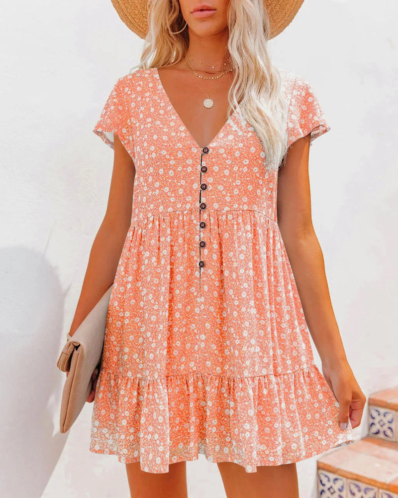 Schickes Heidi -Orange Mini Kleid für den Sommer