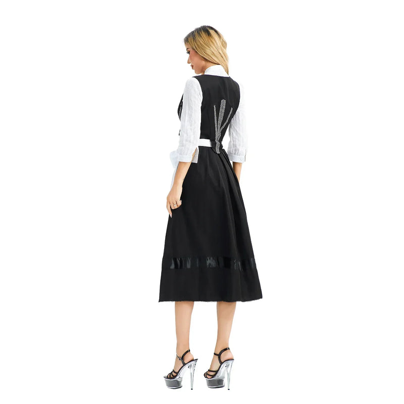 Traditionelles Dirndl Kleid für Damen | Schwarz und Weiß