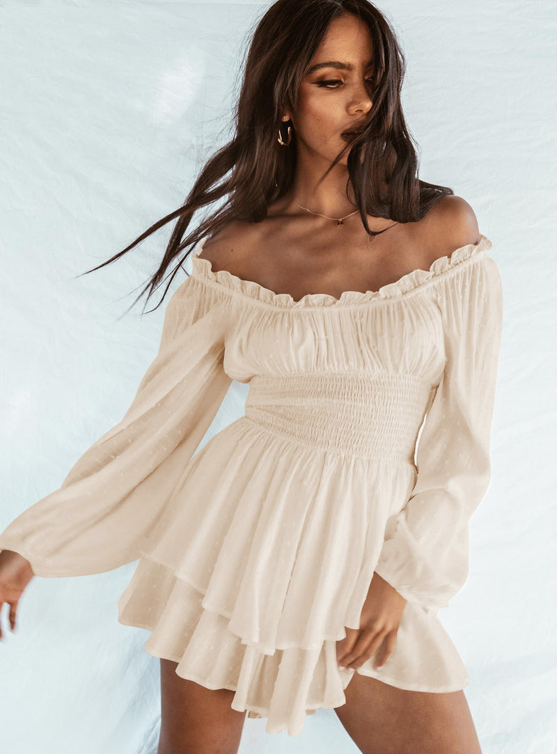 Eleganter Heidi -shoulder Rüschenjurk für besondere Anlässe