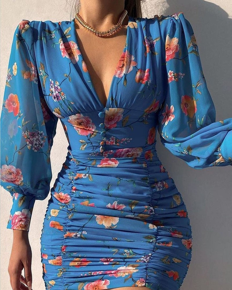 Elegantes Heidi -Bedrucktes Mini Kleid für dich