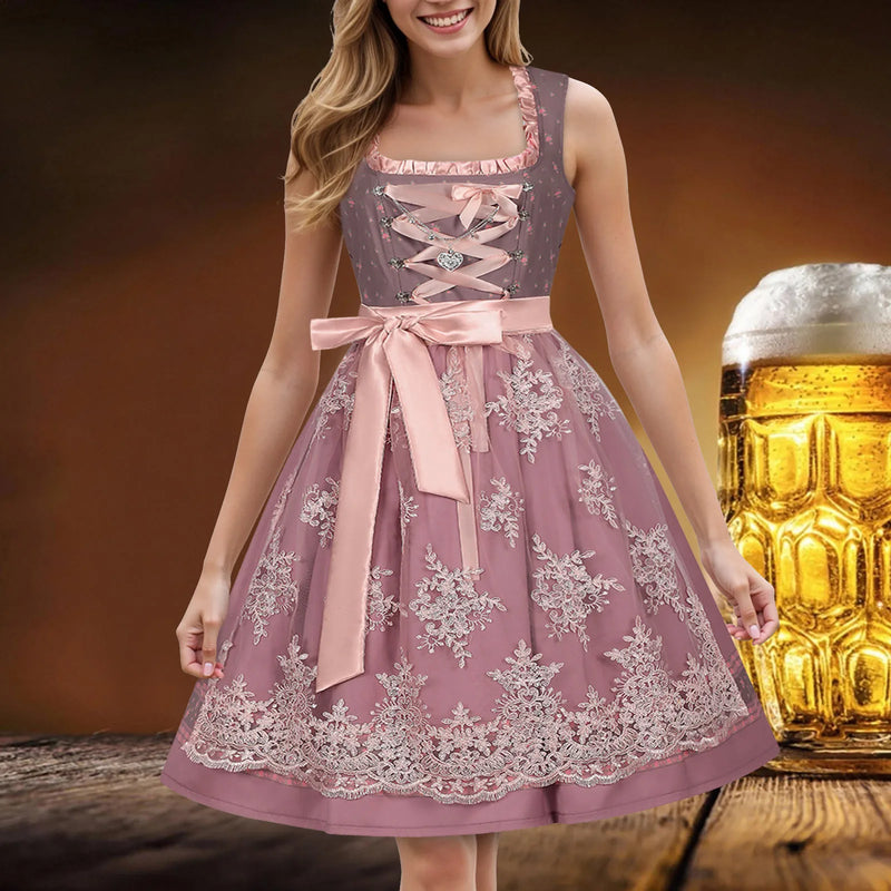 Traditionelles Damen Midi Dirndl in Rosa | Oktoberfest
