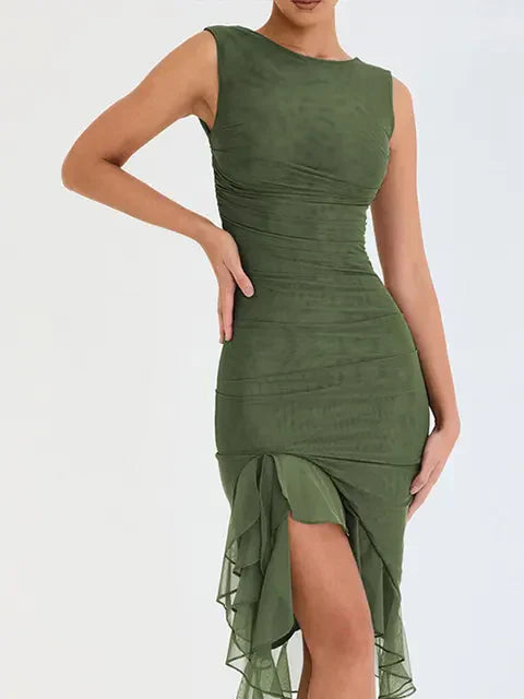 Midi-Kleid mit Rüschen