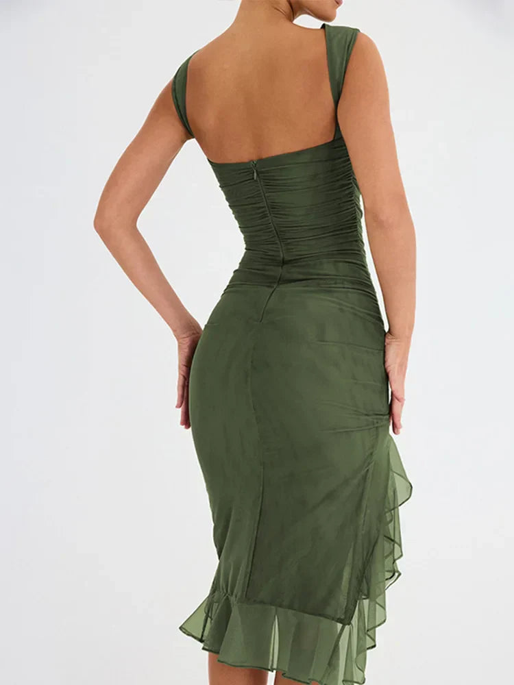 Midi-Kleid mit Rüschen