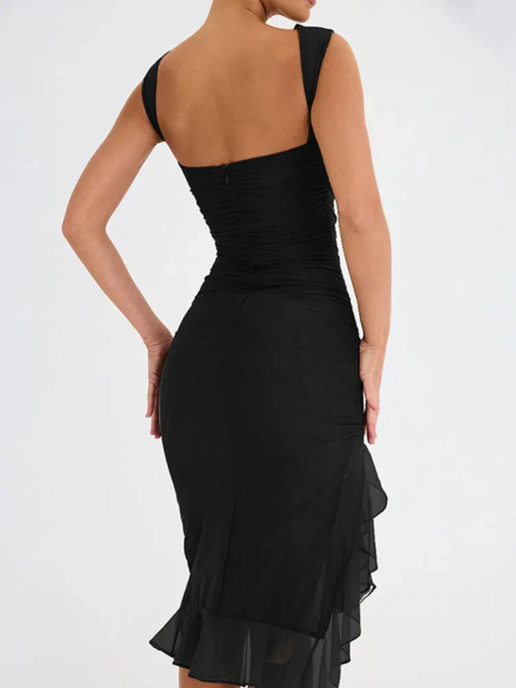 Midi-Kleid mit Rüschen